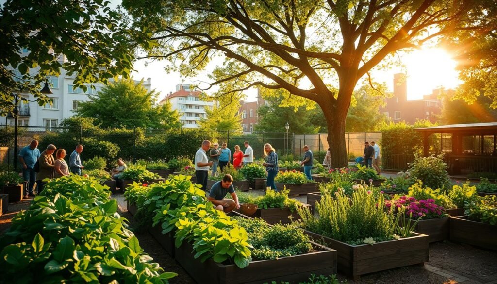 community garden promoting environmental factors for health